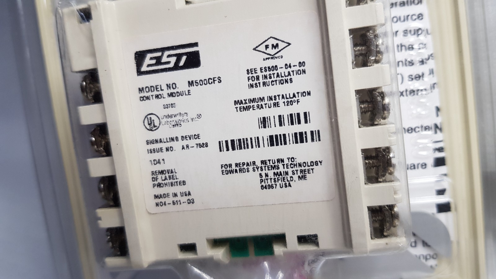 EST MODEL NO. M500CFS CONTROL MODULE (NEW) OLD INVENTORY