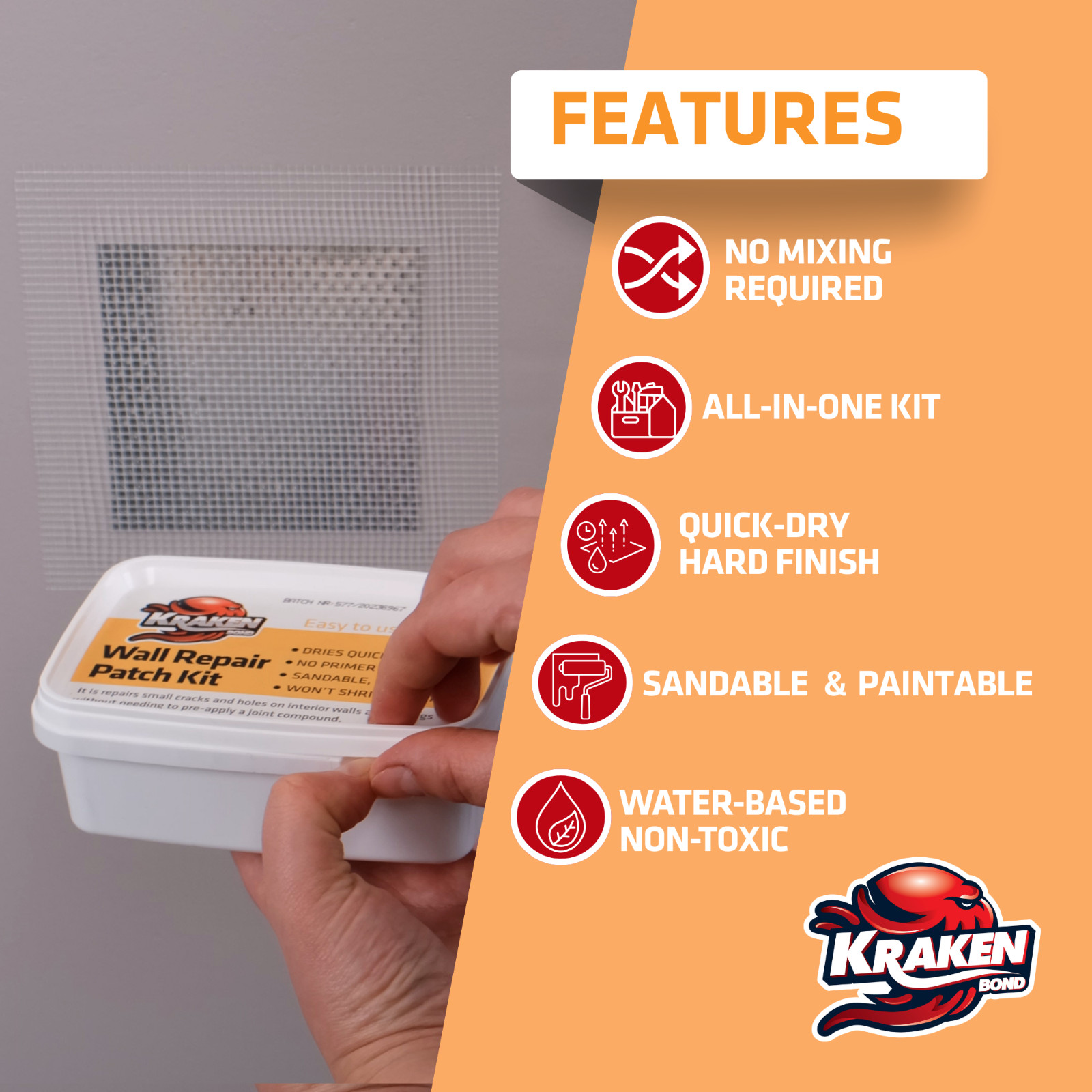 Kraken Bond Wall Repair Patch Kit - 8 fl oz 2 Pack
