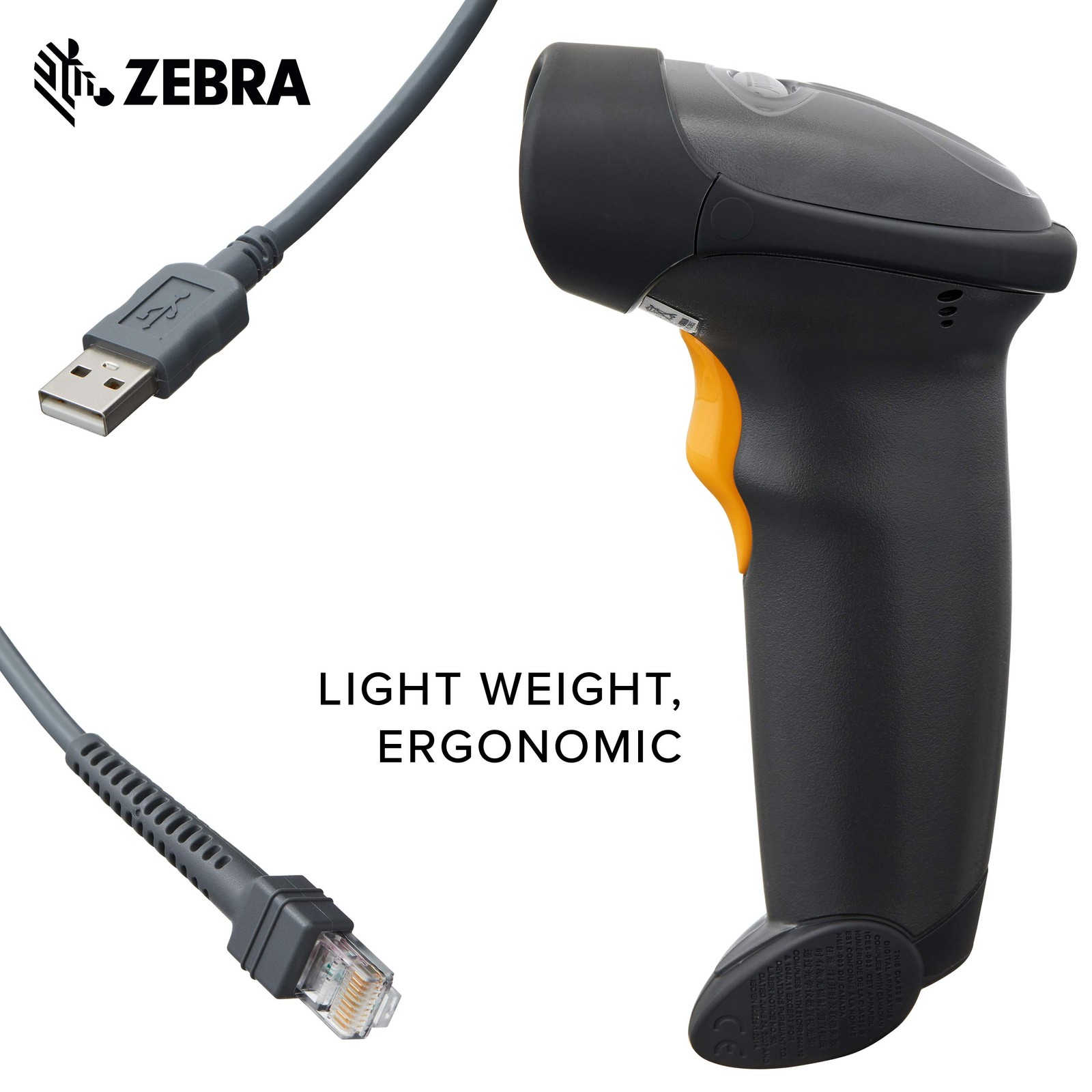 Symbol Motorola LS2208 Handheld 1D Laser Barcode Scanner with Stand+USB Cable