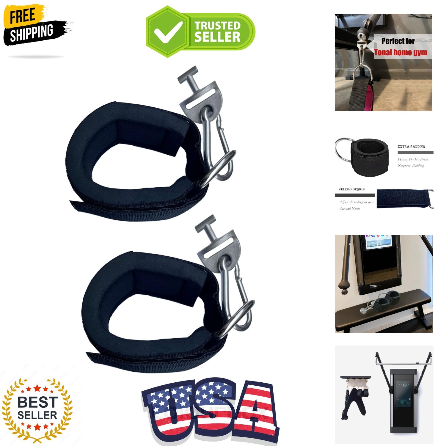 Ankle Workout Straps for Tonal Gym Machine,Hot Pink Adjustable Ankle Strap At...