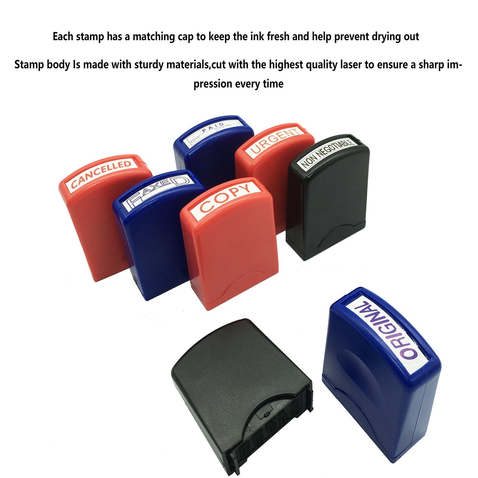 Set of 8 Self Inking Pre-Inked Office Stamp 8 Message Account Stamp Office St...