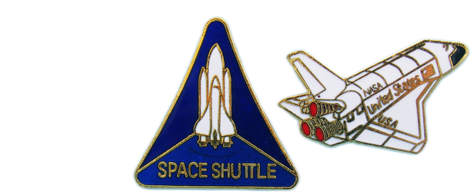 NASA PIN PAIR '80s vtg Space SHUTTLE Project  & Orbiter