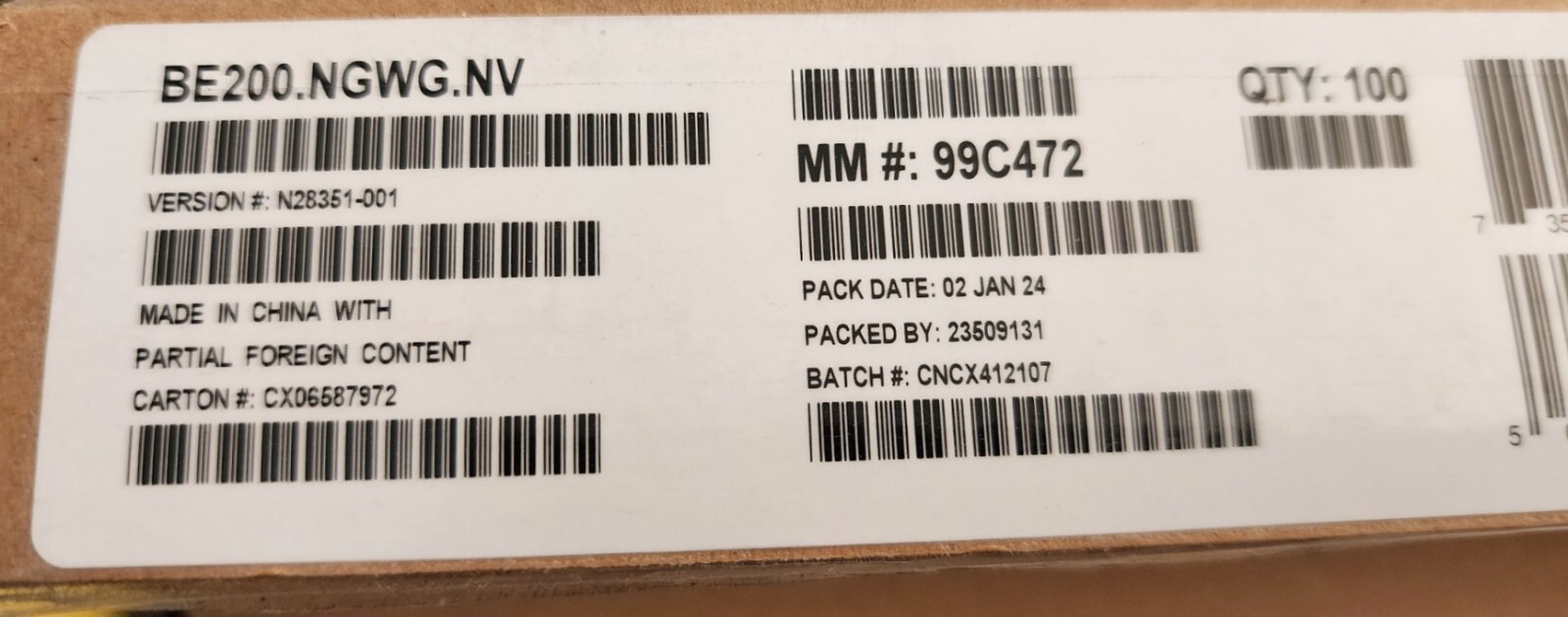 Intel BE200 Wi-Fi 7 wireless & Bluetooth for Aorus X590 motherboard