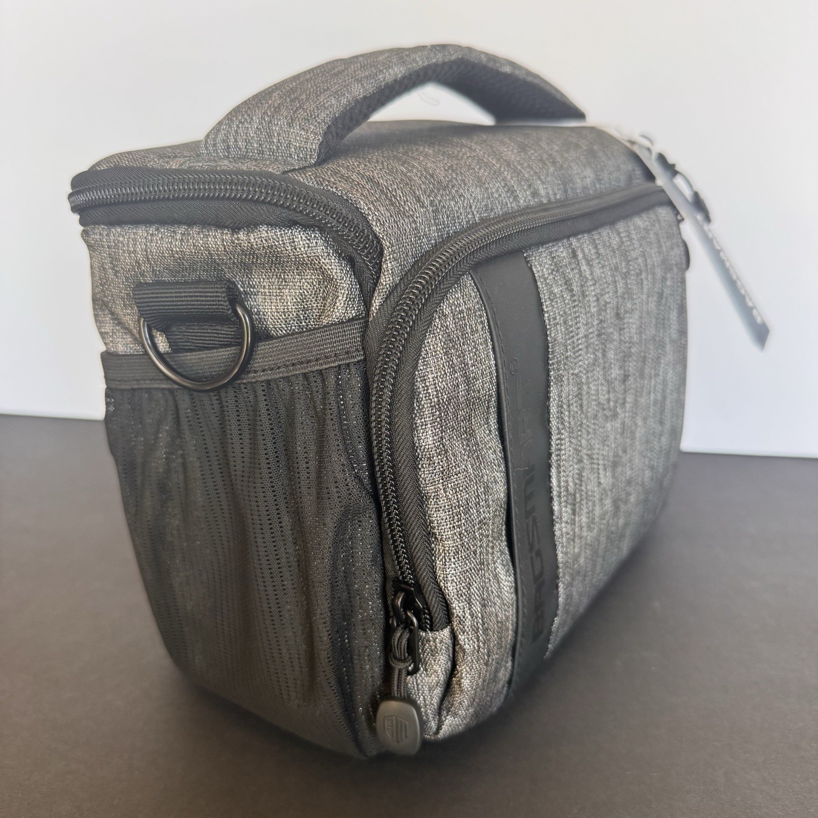BAGSMART Compact Camera Shoulder Bag with Waterproof Rain Cover Grey Gray