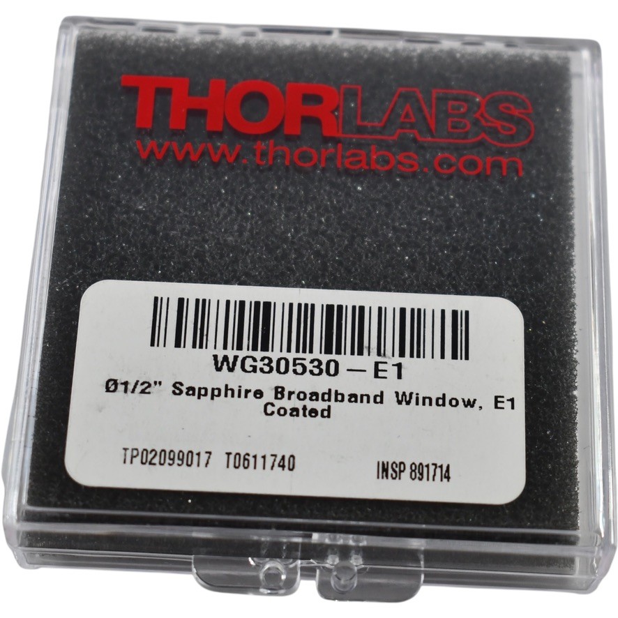 NEW Thorlabs WG31050-E1 Sapphire Precision Window 25.4mm Dia 5mm Thick Coated