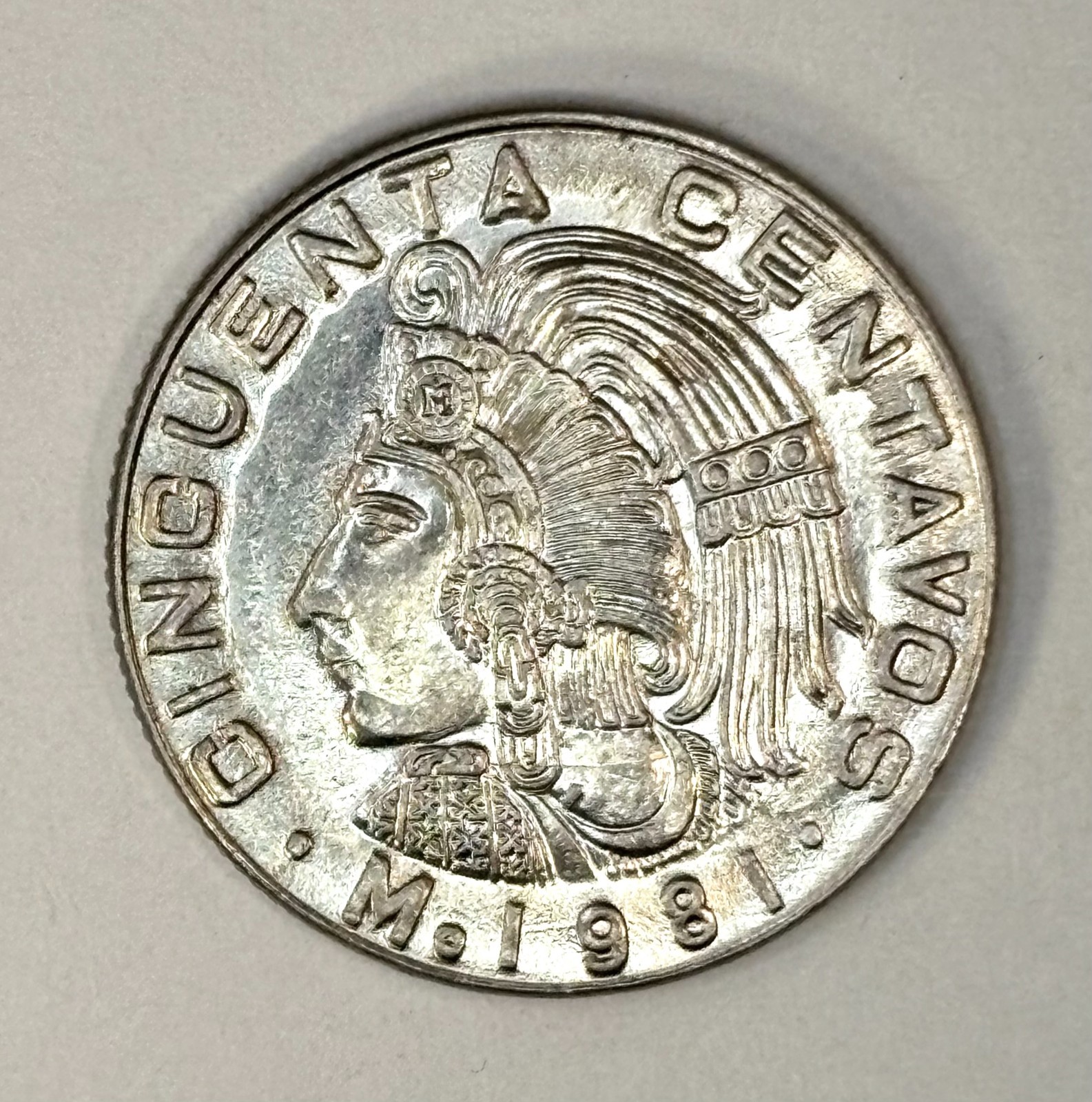 1981 Mexico Cincuenta 50 Centavos Cuauhtémoc BU Coin KM# 452