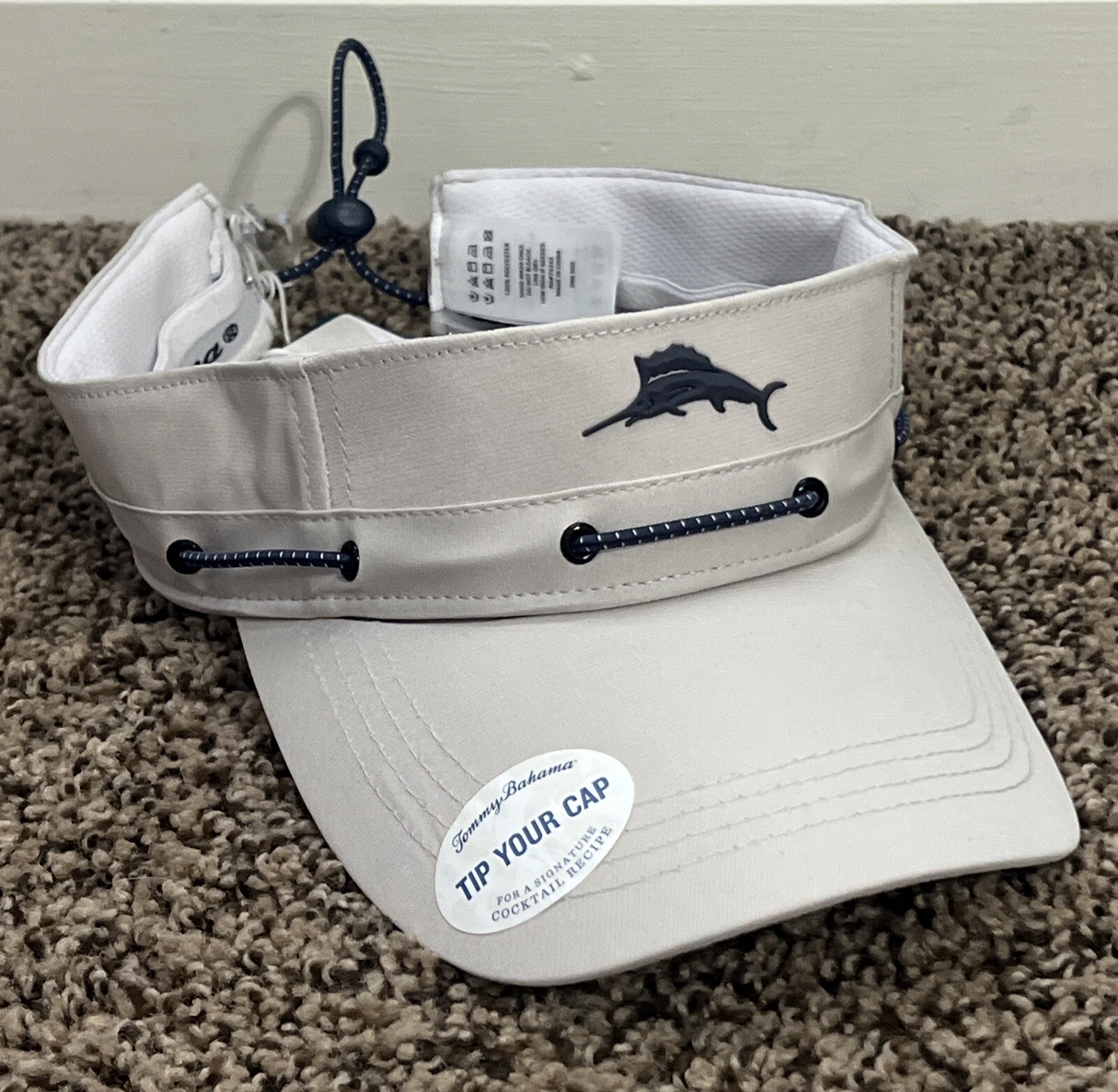 Tommy Bahama Khaki Visor Adjustable Fishing Beach Outdoor Boat Sun Hat Cap NWT