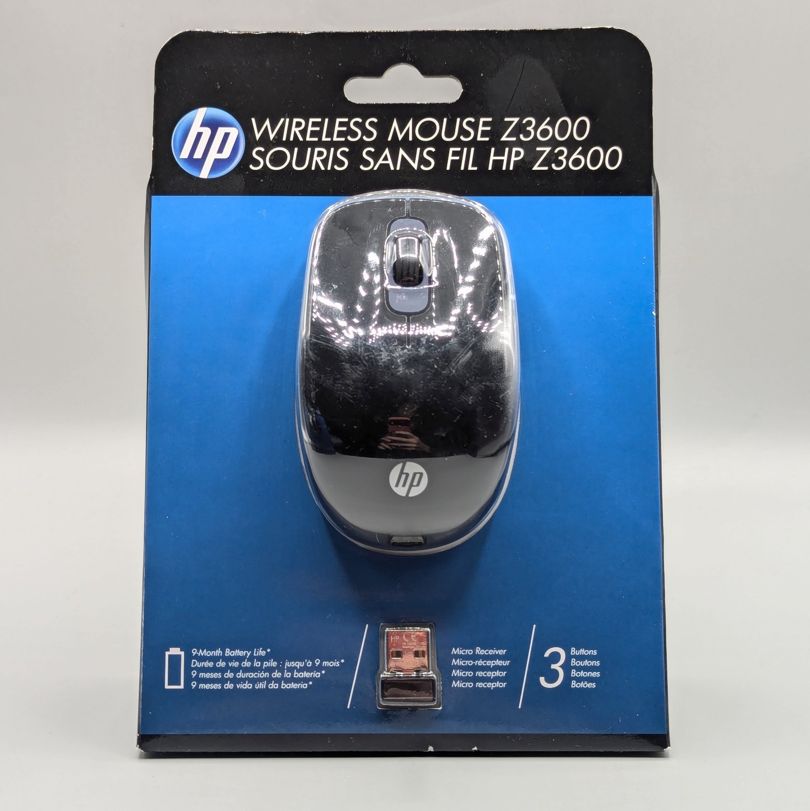 New HP Z3600 Wireless Mouse Black 3-Buttons Sealed