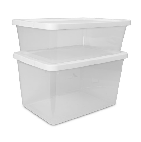 Sterilite 20 Quart Small Storage Bin Plastic Container with Snap On Lid 2pk