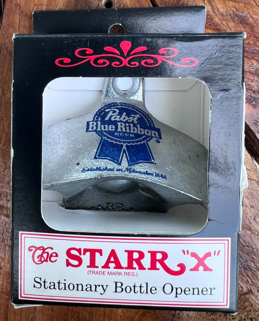 Rare NOS Pabst Blue Ribbon PBR STARR X Sample Prototype Wall Bottle Opener w Box