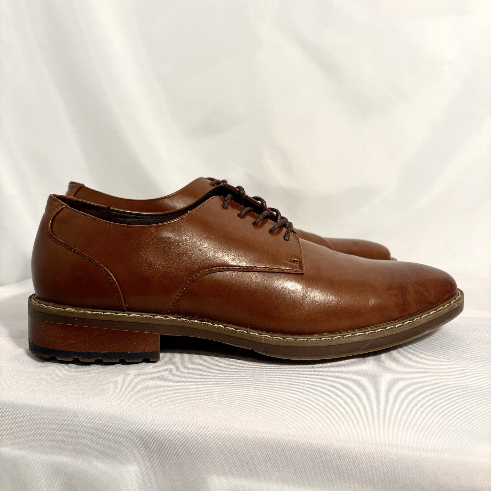 Van Heusen Mens Shoes Dress 12 M Garrett Leather Derby Cognac Classic  Oxford