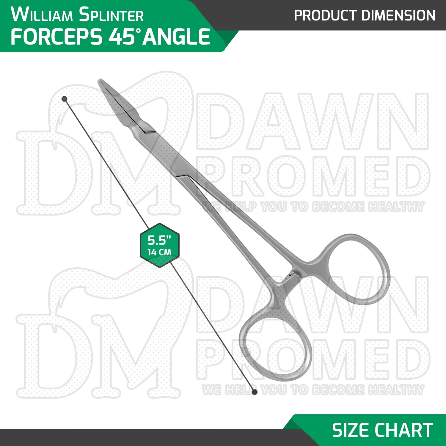 William Splinter Forceps 45° Angle Serrated Tips 5.5″ Surgical Inst German Grade