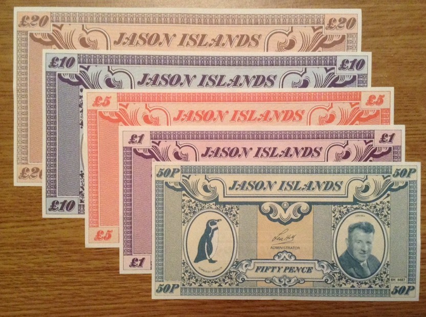 Jason Island Banknote Collection. £20, £10, £5, £1, 50p set. Uncirculated lot.