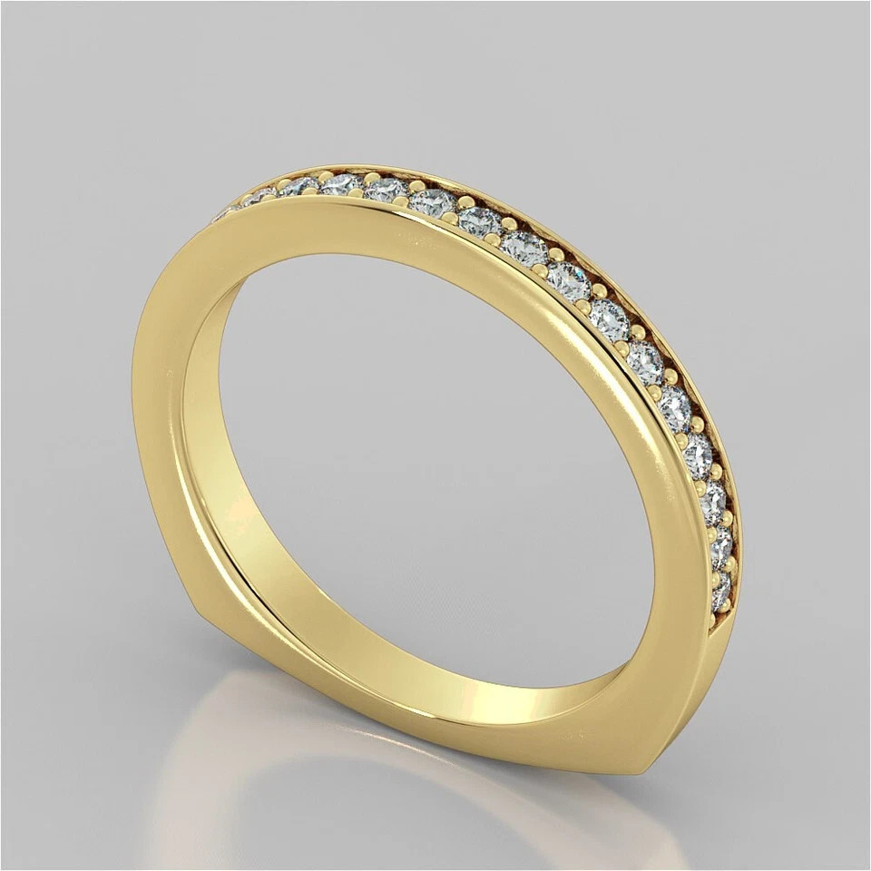Round Cut 1.20Ct Lab-Created Diamond Engagement Band Ring 14K Yellow Gold Finish