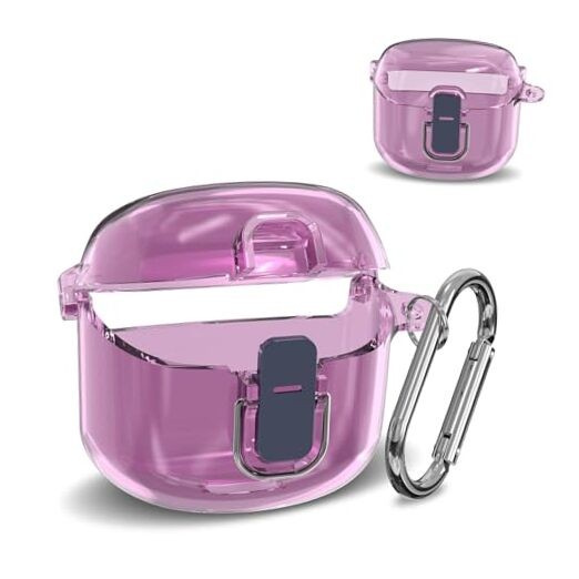 【Anti-Drop Lock】 Compatible with JBL Tune Flex Case Cover，Hard PC Clear Purple