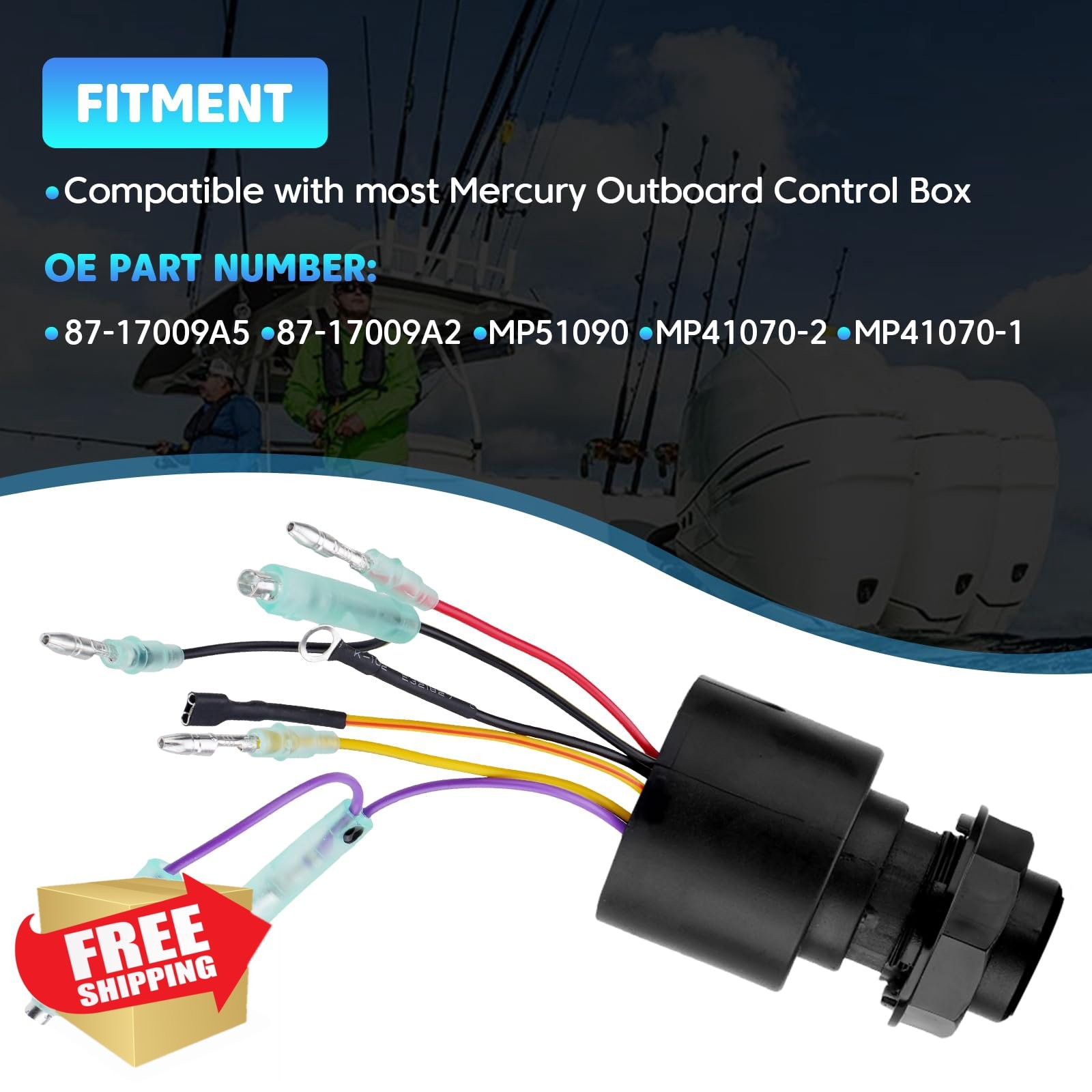 Boat Ignition Switch 3 Pos 6 Wire 2 Keys for Mercury Mariner Outboard