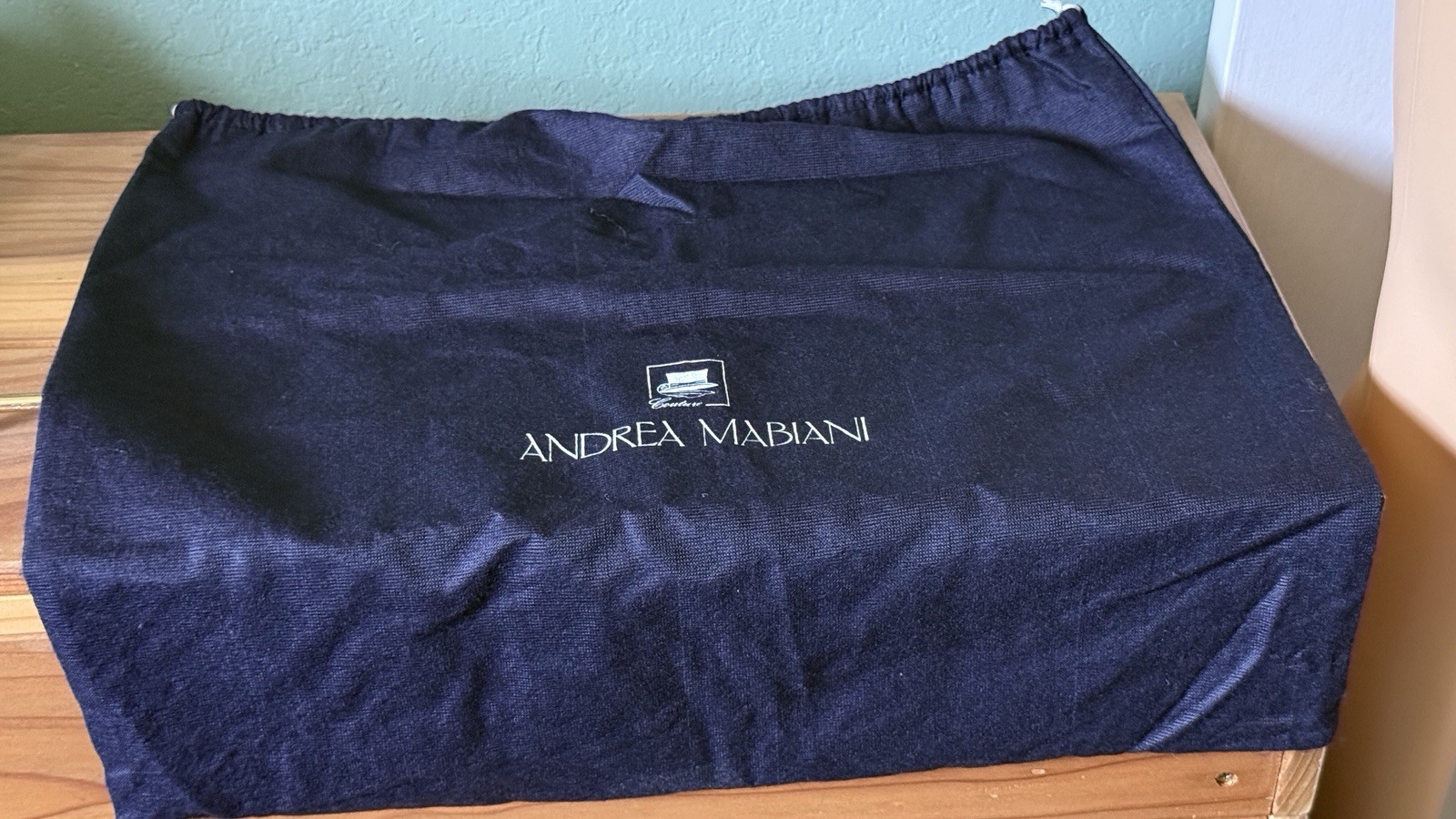 Andrea Mabiani Couture Large Dust Bag 19” x 18” Navy Blue Designer Storage Pouch