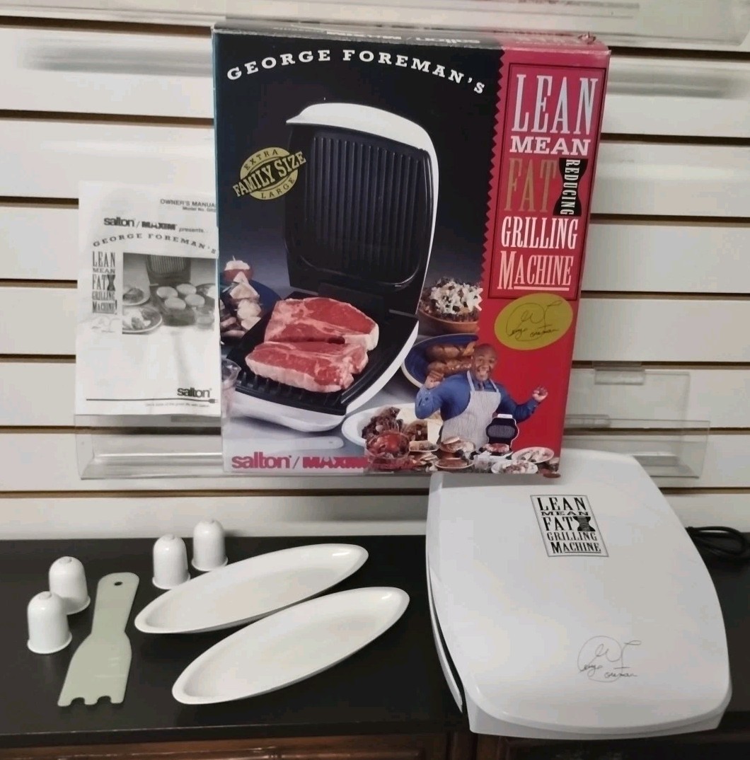 George Foreman Lean Mean Grilling Machine White New