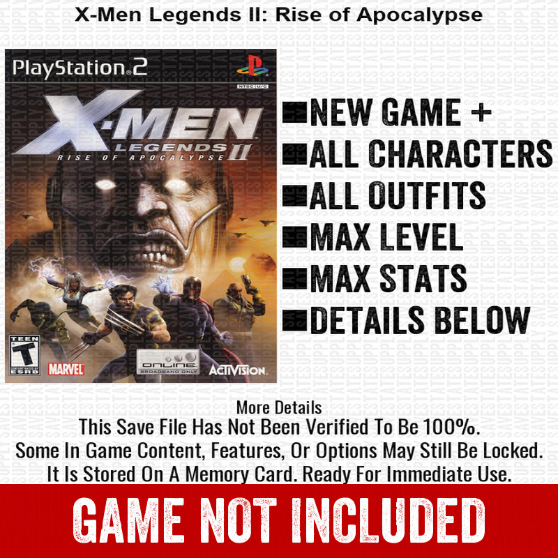 X-Men Legends II Rise of Apocalypse 2005 100% PS2 Memory Card All CHEATS ITEMS