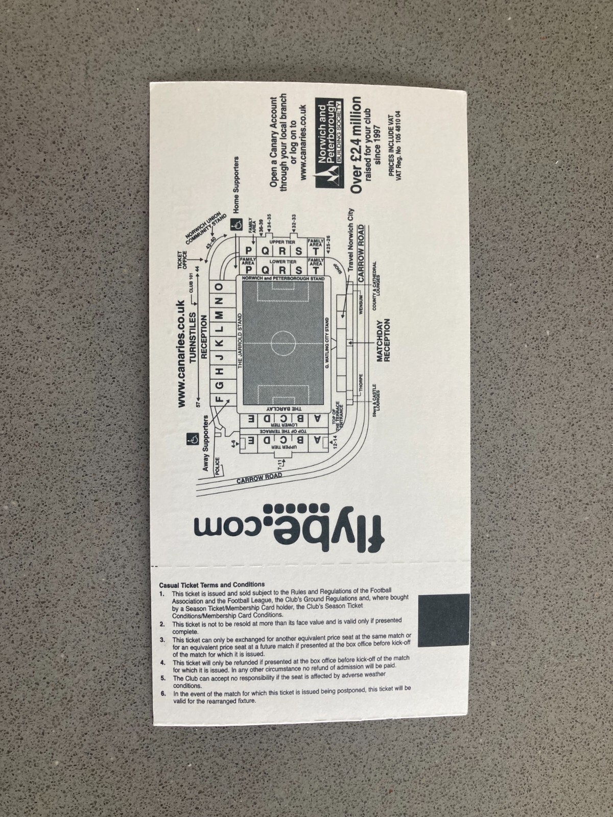 Norwich City v Wolverhampton Wanderers 2007-08 Match Ticket