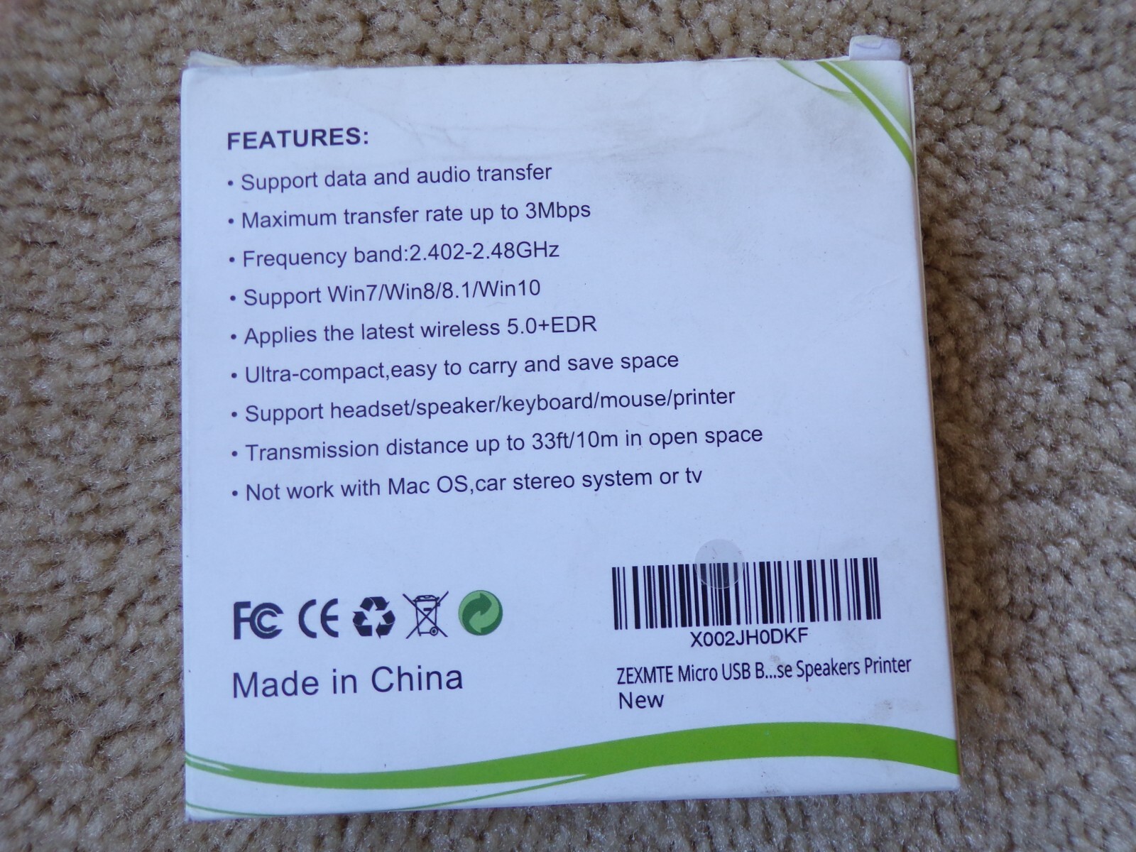 Zexmte Wireless 5.0 Micro USB Adapter Dongle: T26