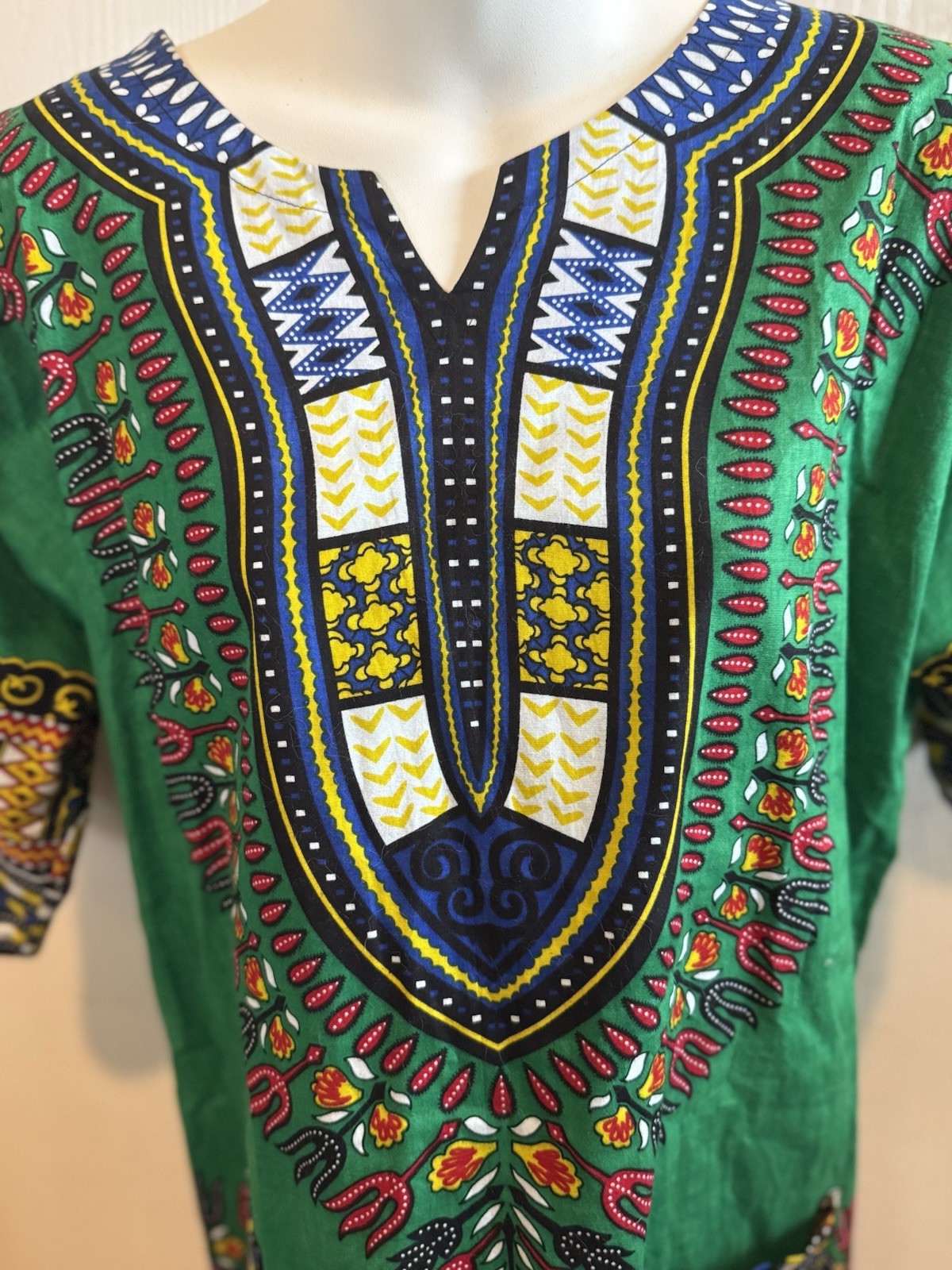 Green African Unisex Dashiki Shirt Size S
