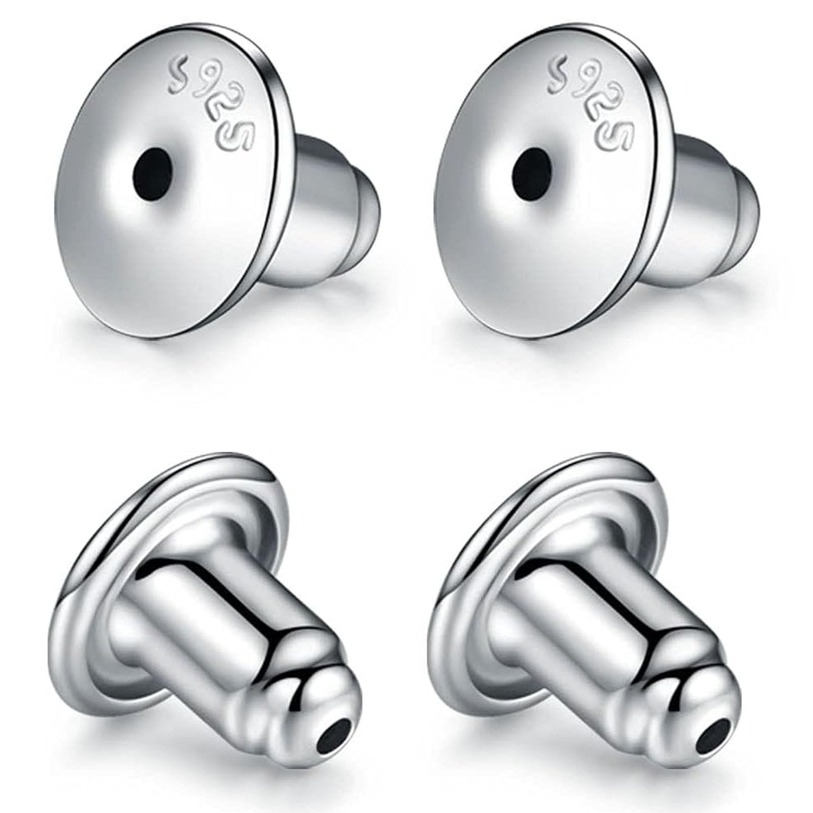 Locking Earring Backs for Studs,14k Plated White Gold Earrings Back for Studs...
