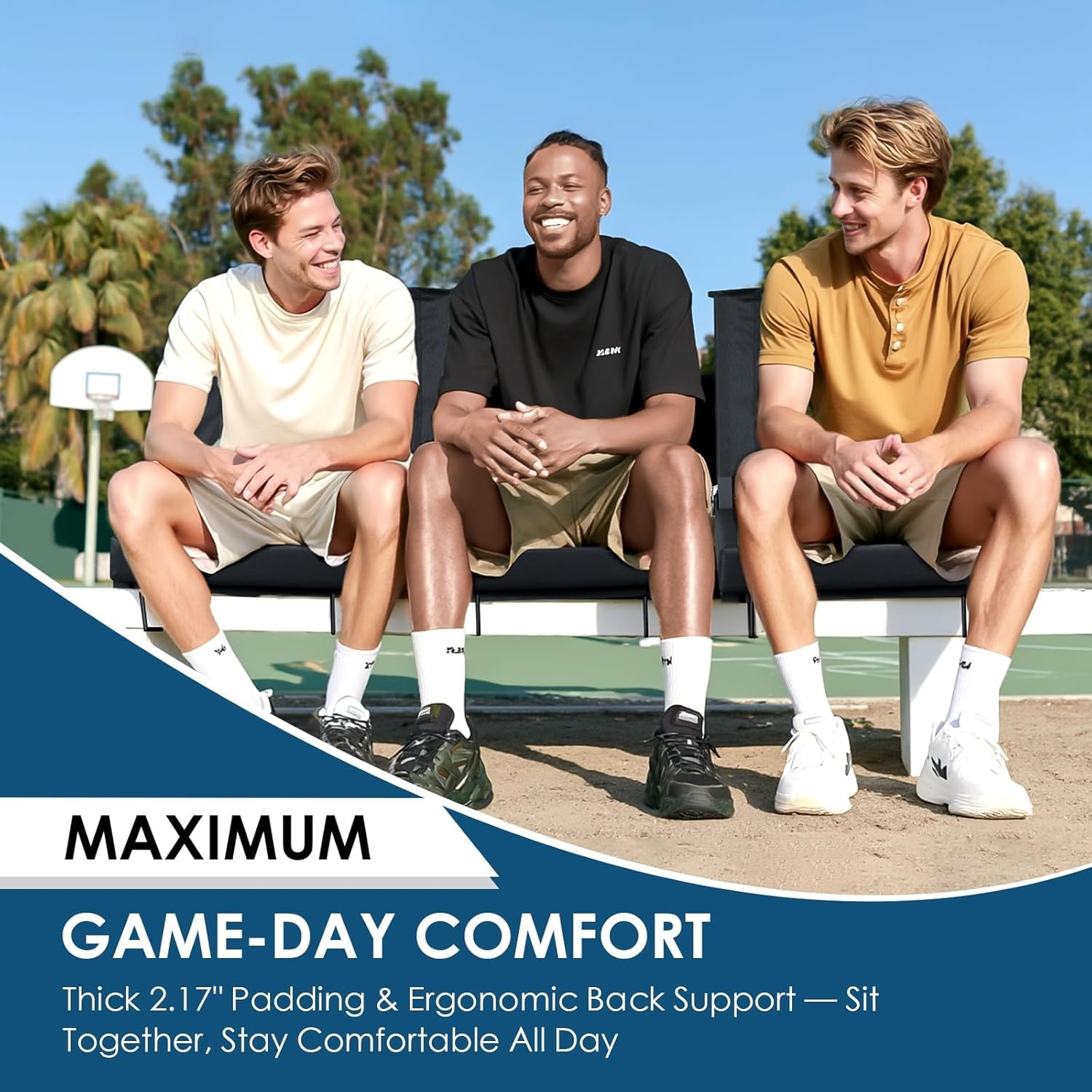 Stadium Seats with Back Support,Bleacher Chairs with Cushion, Portable Folding S