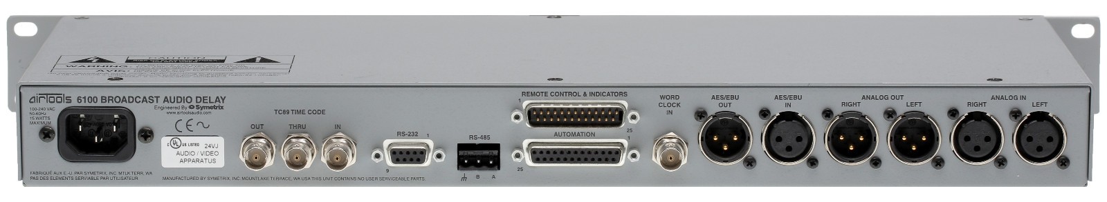 Symetrix Airtools 6100 Profanity Delay AES Digital Audio Broadcast DUMP Button