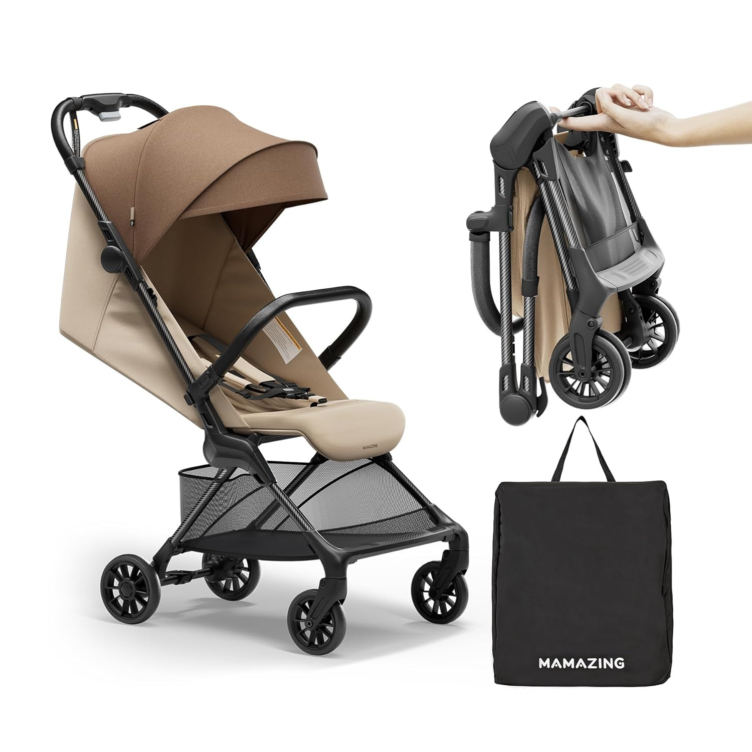 Ultra-Compact Lightweight Baby Stroller for Airplane Travel, 9.9 lbs, Brown