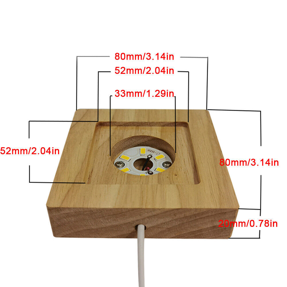 2pcs LED Light Adjuatable COLOR Square Solid Wood Base Holder USB Lamp Display