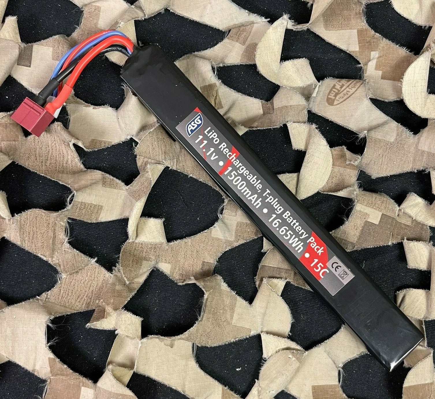 NEW ASG 11.1V 1500mAh 15C Lipo T-Plug Airsoft Battery (19368)