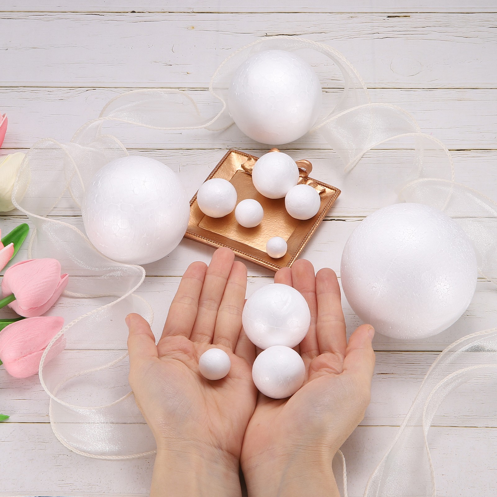 2 Pcs White Foam Balls, 3.1 Inch Polystyrene Solid Round Balls DIY Craft Foam