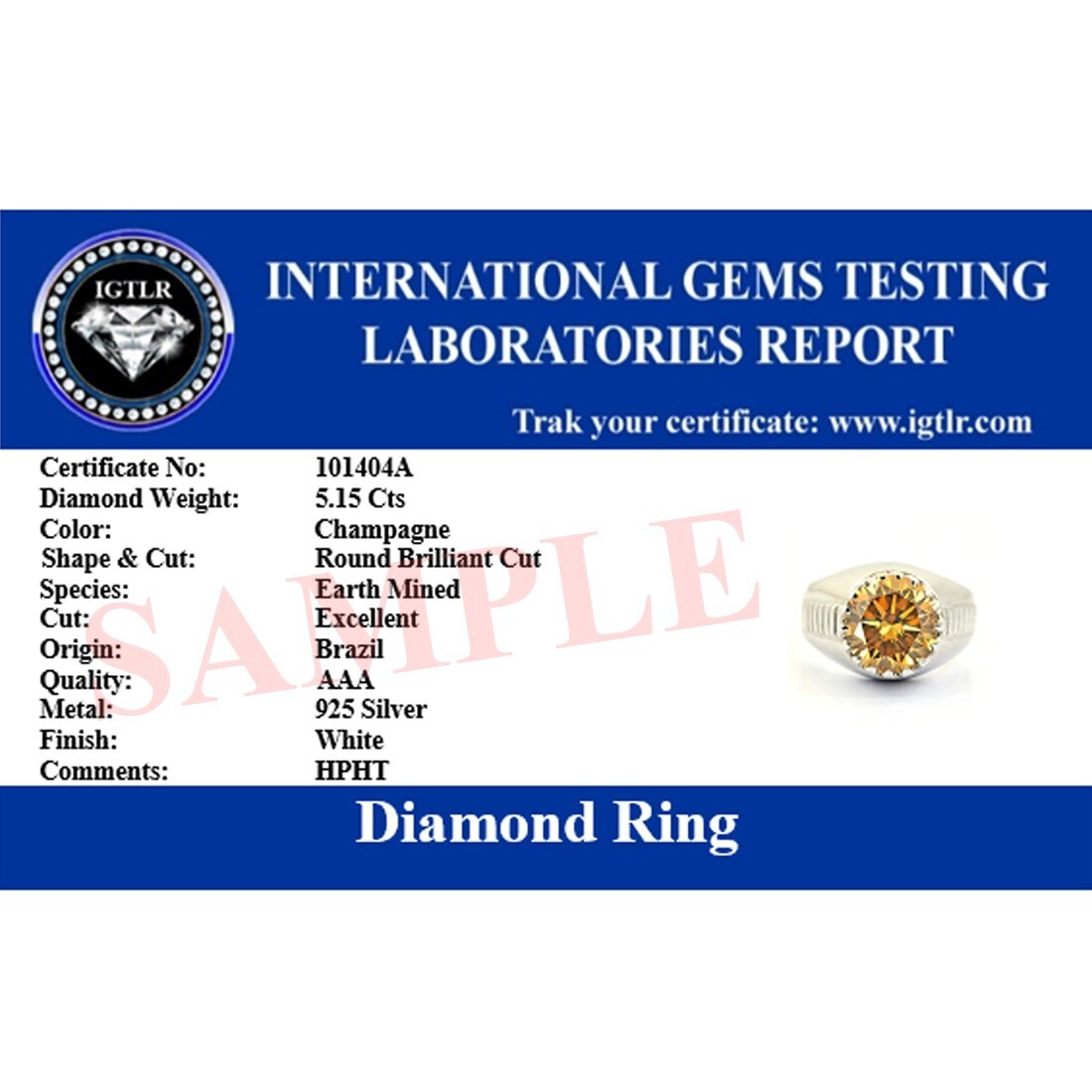 RARE 12.80 Ct Certified Treated Champagne Diamond Ring 925 Silver Prong Setting