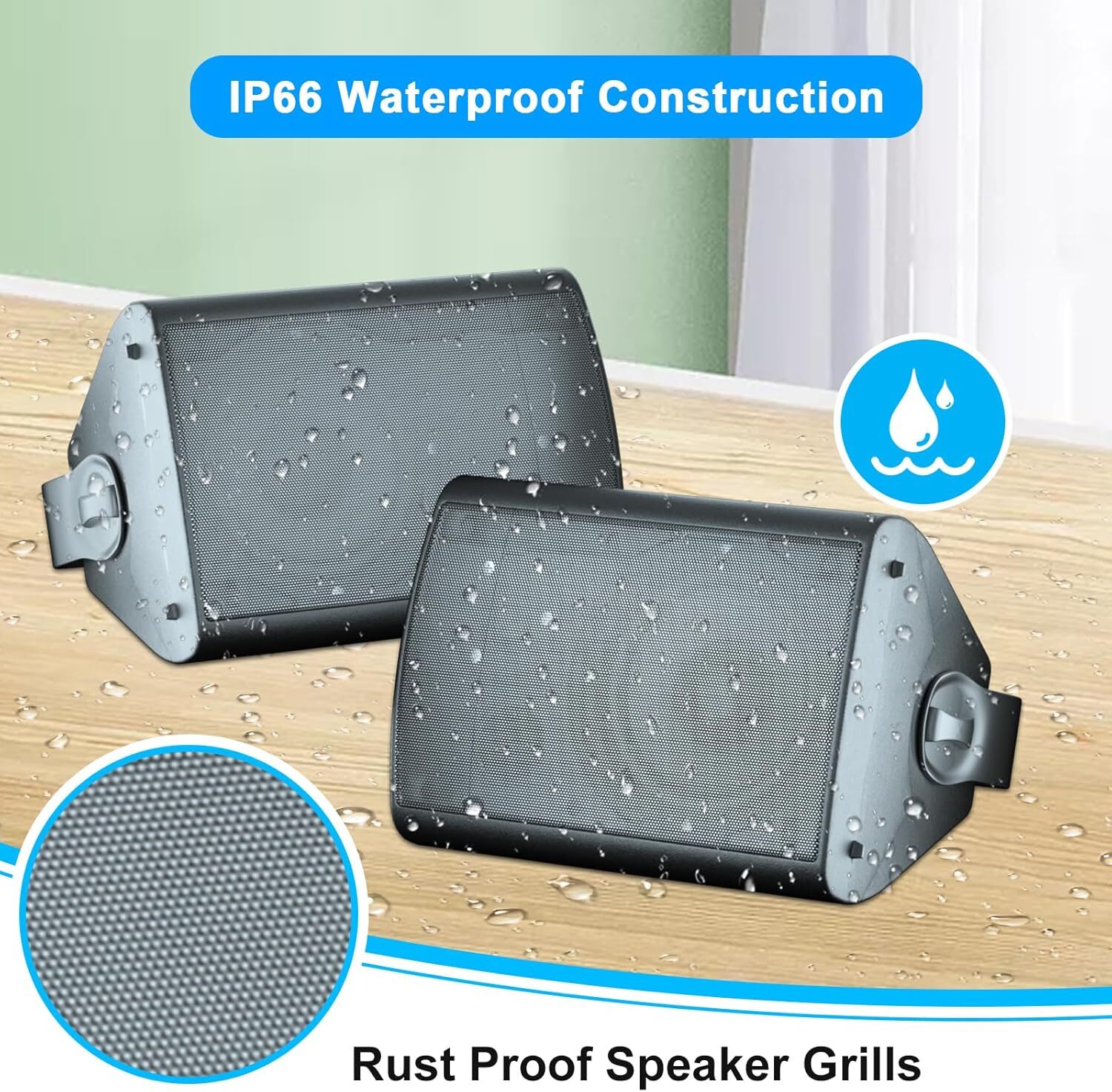 2Pair 800W 6.5" Outdoor Bluetooth Speakers Waterproof Wired Wall Mount
