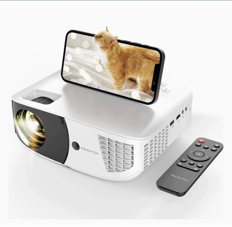 WEWATCH V52 Projector 1080P Full HD 230'' WiFi HDMI & Portable Projector Screen