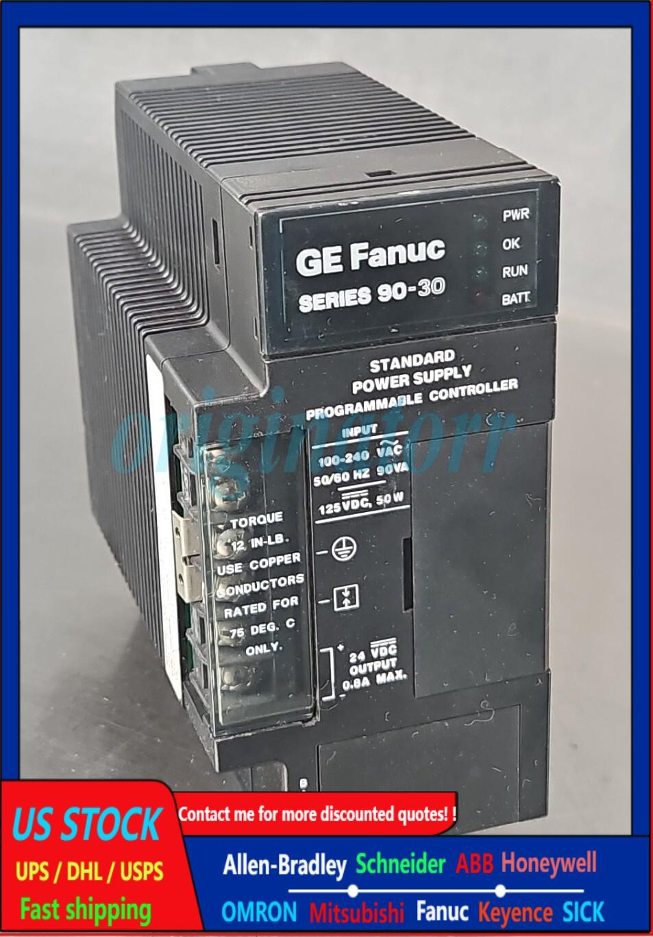 GE Fanuc IC693PWR321W Series 90-30 Power Supply 120/240VAC 125VDC. Loc3D-21