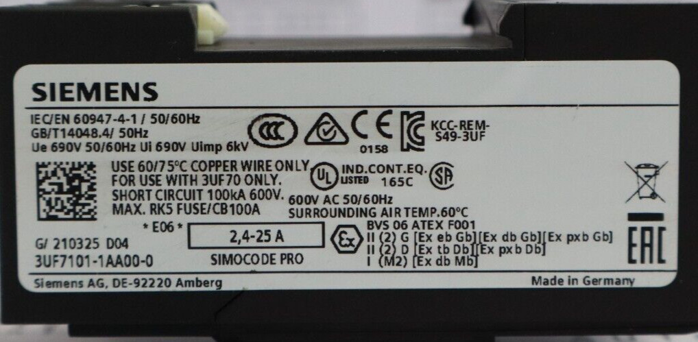 Siemens 3uf7101-1aa00-0 current measuring module