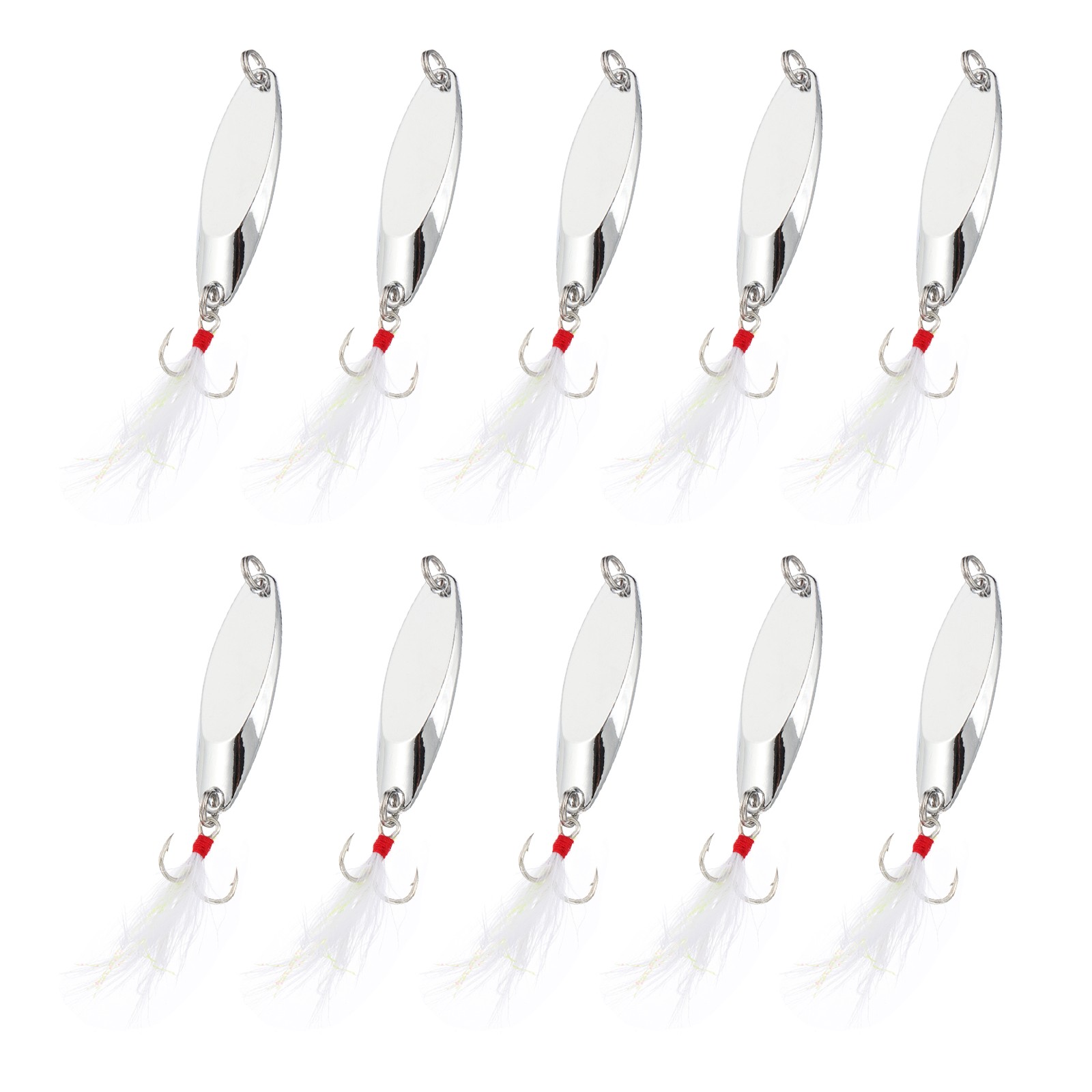 10Pcs 3/8 oz Metal Fishing Spoons Fishing Lures Casting Spoon Silver