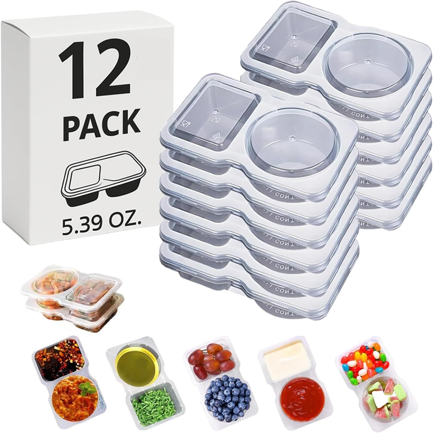 12 Sets Reble Sna Containers Double partment Snale Box Container