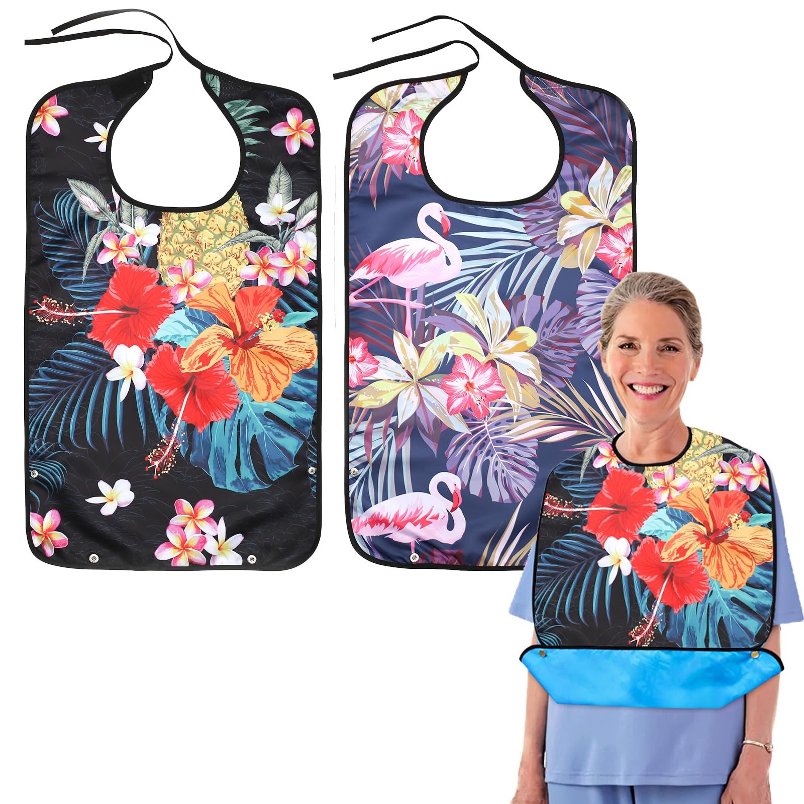 Celuisiva 2 Pcs Adult Bibs for Women, Special X-Large, Yellow