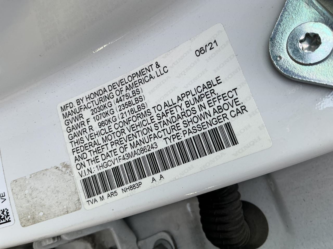 ACCORD 2021 Glove Box 4933475