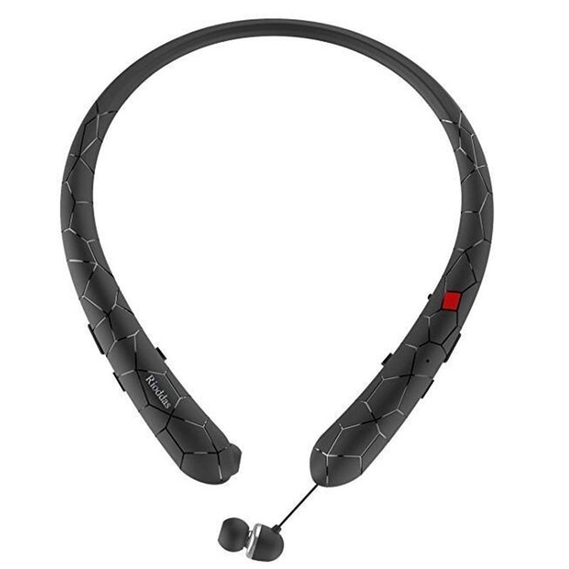 Sweatproof Neckband Headset Wireless Bluetooth5.0 Retractable Headphones Earbuds