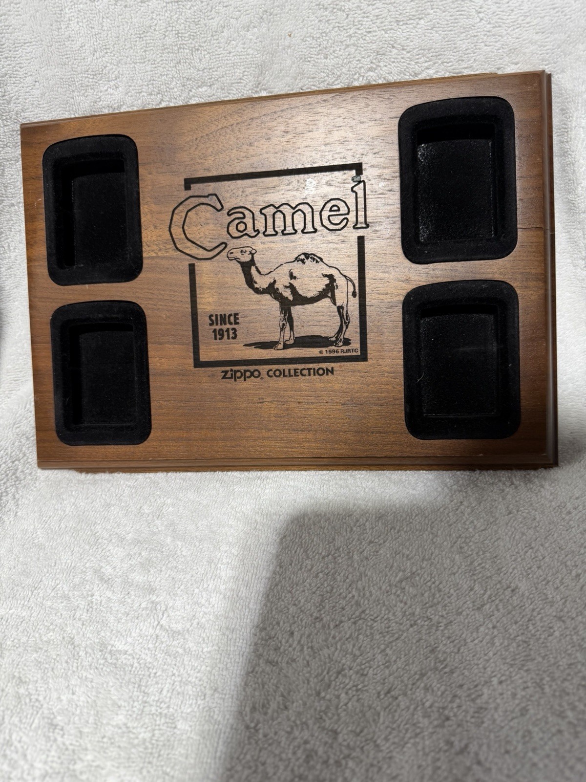 Camel Since 1913 Zippo Collection Wooden Display Plaque Holds 4 Zippo’s