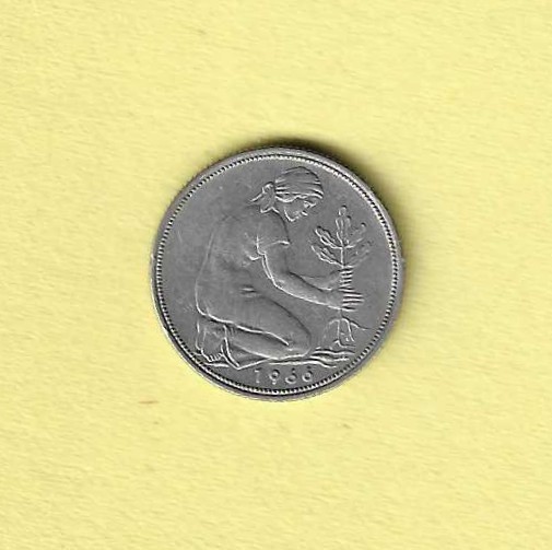 1966 D German 50 Pfennig EF.45