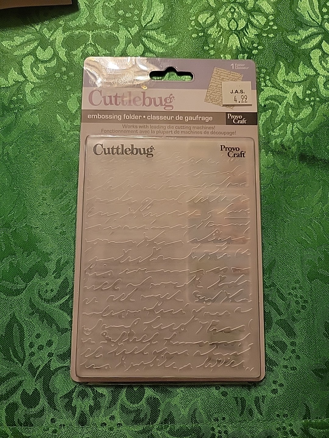 NEW Cuttlebug SCRIPT EMBOSSING FOLDER Handwritten Words Background ~ Provo Craft
