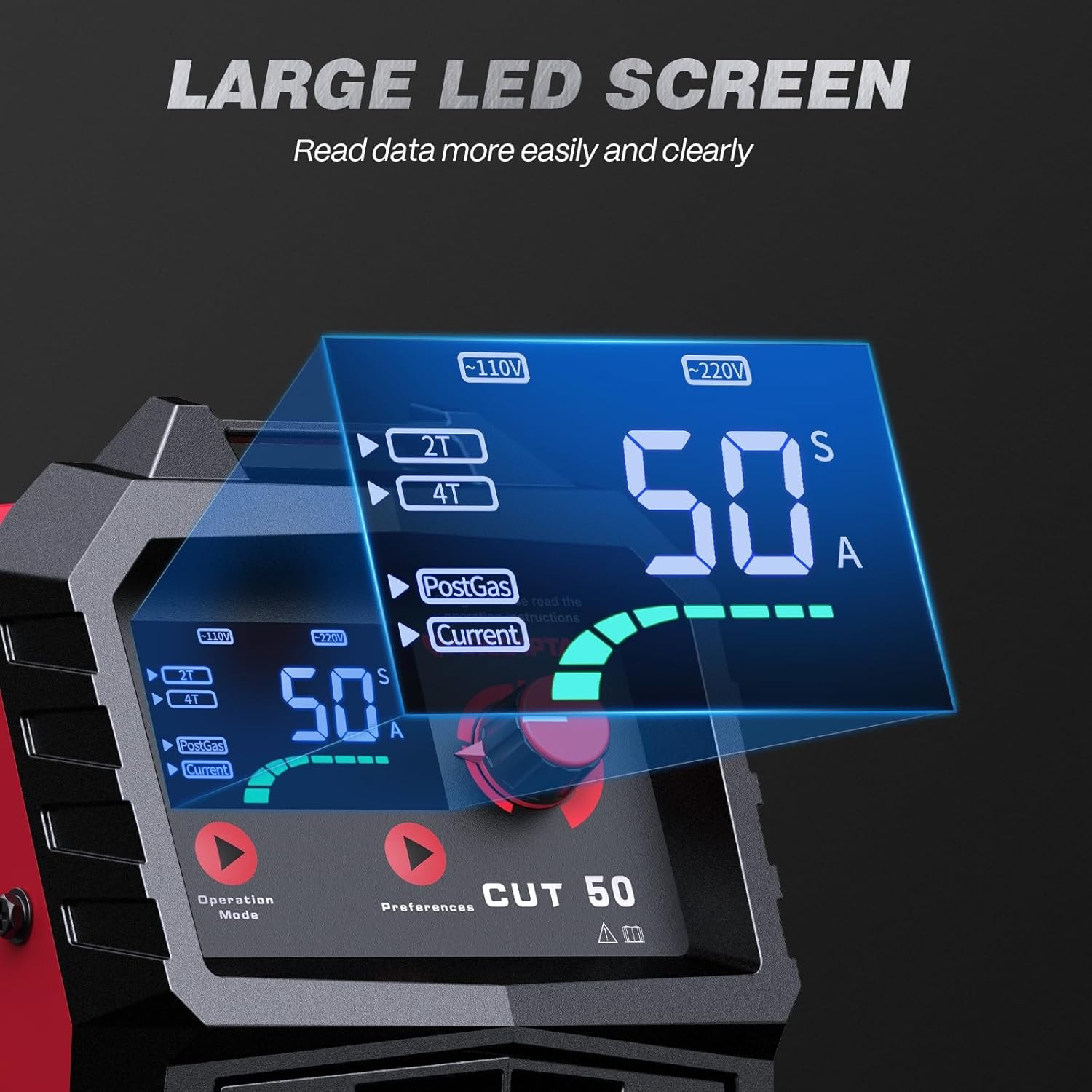ARCCAPTAIN Plasma Cutter 50A Air Cutting Machine Dual Voltage LED Display IGBT