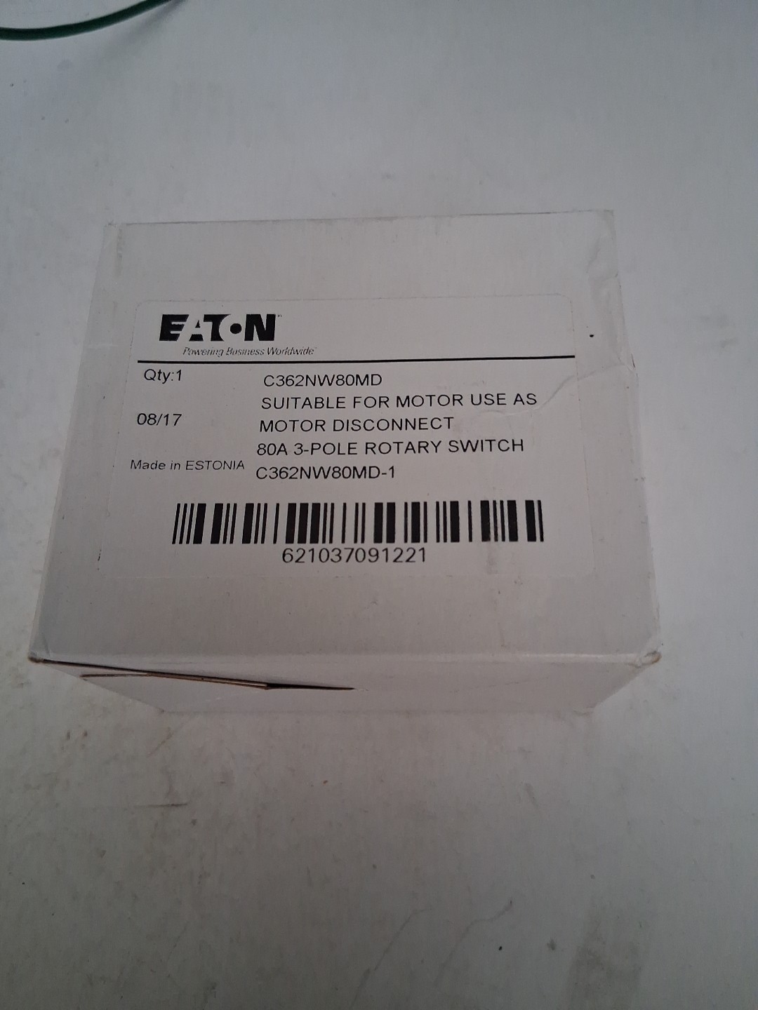 rotary switch 3P 80A 600V Eaton C362NW80MD NIB 10 available disconnect 40HP@480v