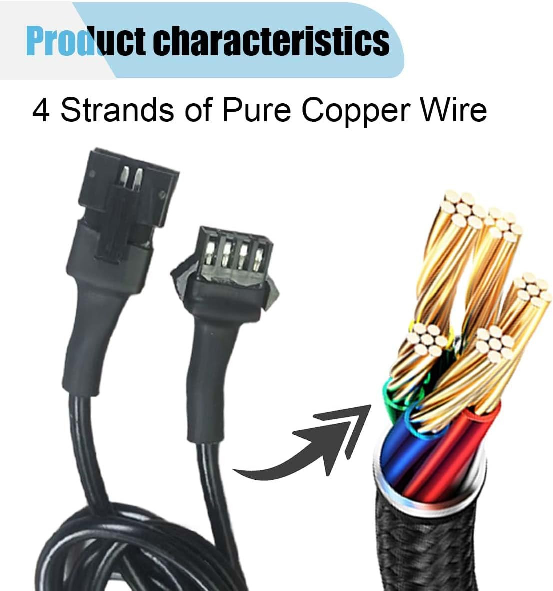 4PCS 59 Inch 4 Pin RGB LED Light Extension Cable Wire Cord Set, Neon Accent Atmo