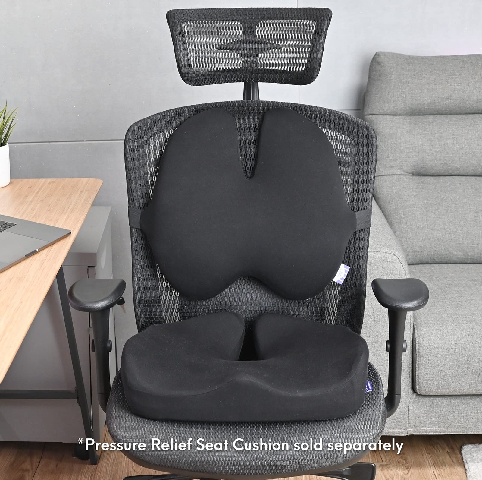 C CUSHION LAB Extra Dense Lumbar Pillow - Patented Ergonomic Black